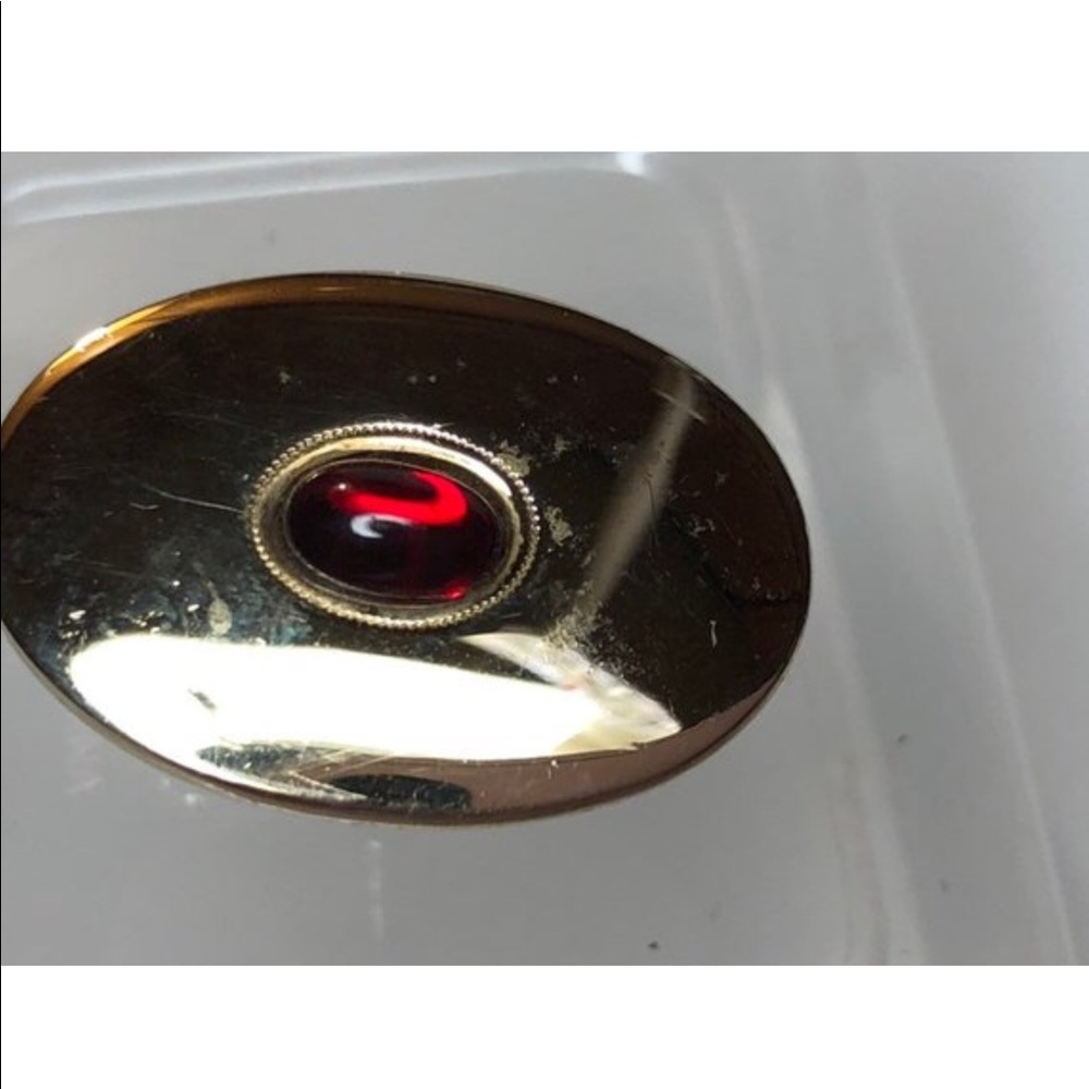 Anson Men's 40th HabandGoldToneRed StoneCuff Links - Picture 3 of 8